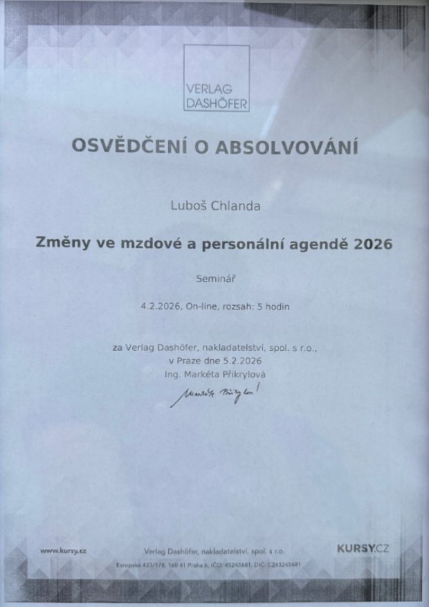Změny ve mzdové a personální agendě 2026